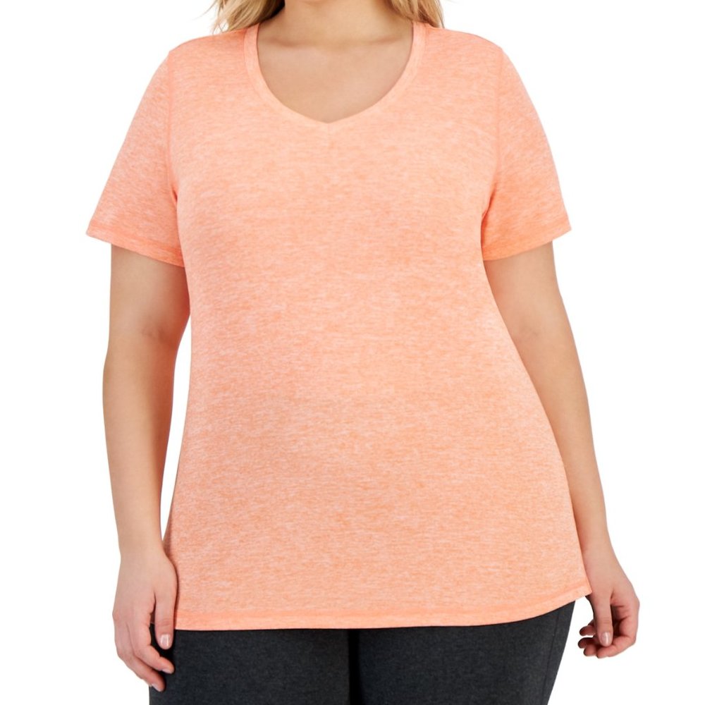 NWT ID Ideology Women's V-Neck Short Sleeve T-Shirt Coral Size 2X $40 A535